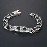 Punk Vintage Buddha Shaped Titanium Bracelet Men's Double Ring Buckle Bracelet