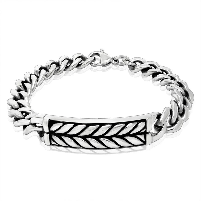 S7 Vintage Wheat Ear Titanium Bracelet Men's Jewelry