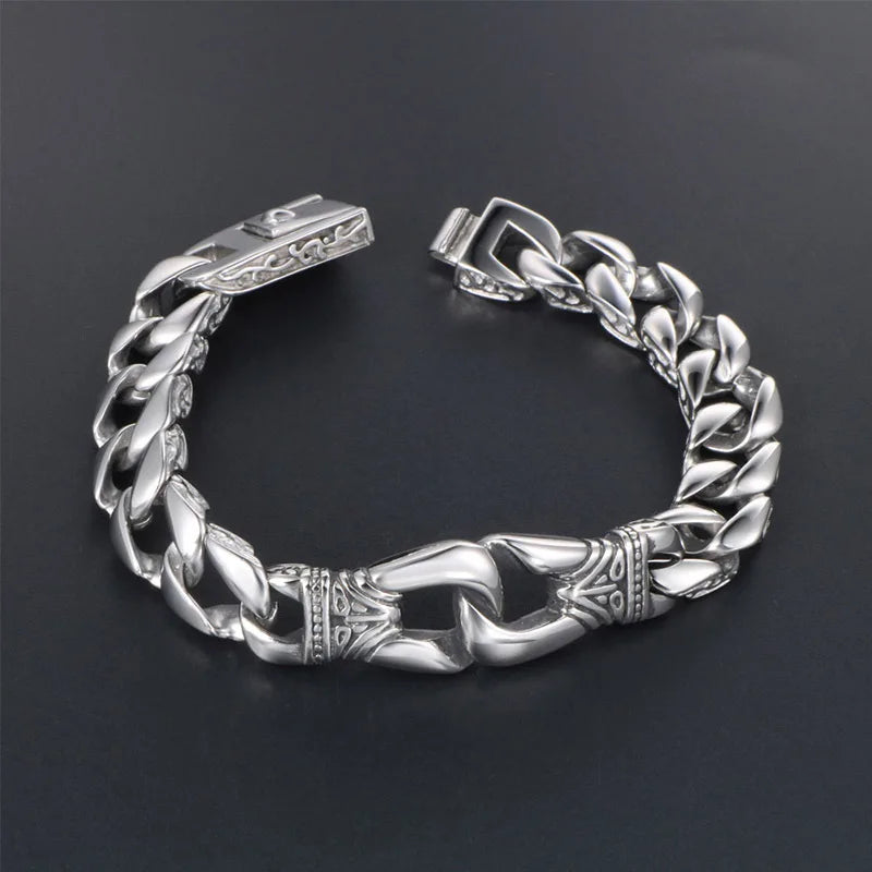 S7 Punk Vintage Double Ring Titanium Steel Bracelet Men's Bracelet