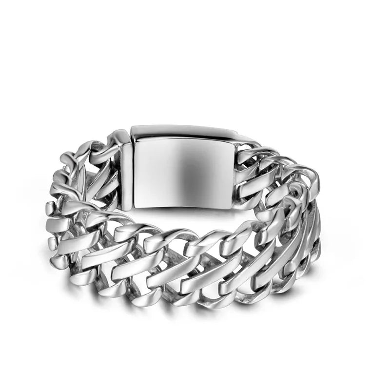 Men's Titanium Bracelet Punk Rock Stainless Steel Hip Hop Accessories