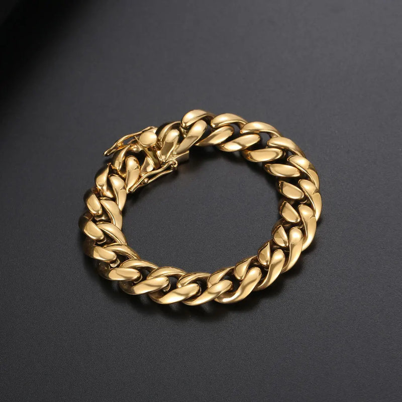 S7 Titanium Steel Cuban Chain Hip Hop Bracelet Men's Jewelry