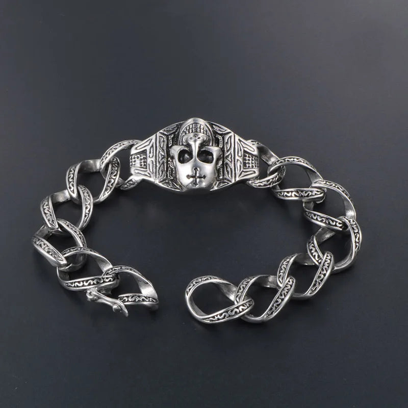 S7 Vintage Rock Men's Bracelet Skull Ghost Titanium Steel Bracelet