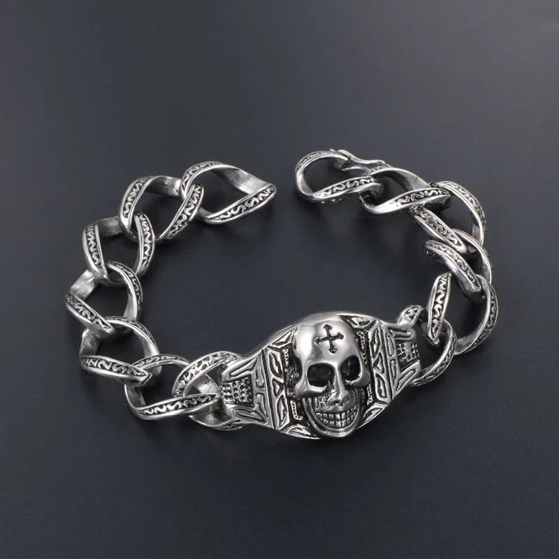 S7 Vintage Rock Men's Bracelet Skull Ghost Titanium Steel Bracelet