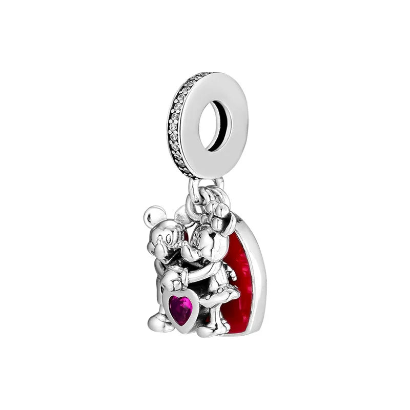 Silver Mouse Love Charm Bracelet with Chain, Beads