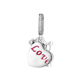 Silver Mouse Love Charm Bracelet with Chain, Beads