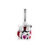Silver Mouse Love Charm Bracelet with Chain, Beads
