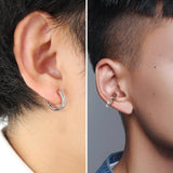 S925 15mm Ear Cuff Irregular Polygon Sterling Silver Zircon Round for Men