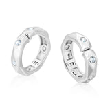 S925 15mm Ear Cuff Irregular Polygon Sterling Silver Zircon Round for Men