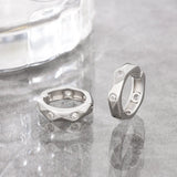 S925 15mm Ear Cuff Irregular Polygon Sterling Silver Zircon Round for Men