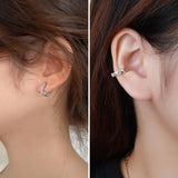 S925 15mm Ear Cuff Irregular Polygon Sterling Silver Zircon Round for Men