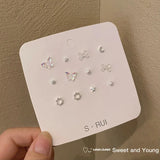 S925 Butterfly Stud Earrings Sets for Women Girls