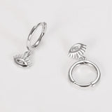 925 Silver Evil Eye Hoop Earrings Huggie Plated for Women Girls