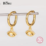 925 Silver Evil Eye Hoop Earrings Huggie Plated for Women Girls