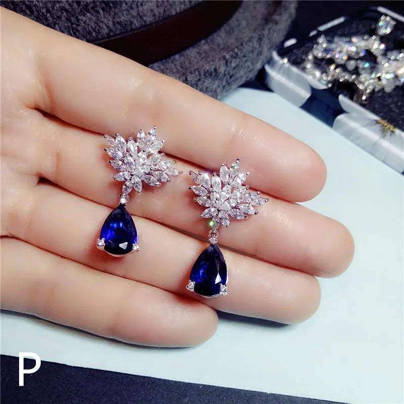 S925 Created Stone Drop Earrings Vintage Jewelry