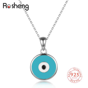 S925 Evil Eye Necklace Choker Glass Pendant Chain Necklace