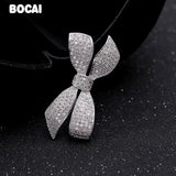 S925 Zircon Bow Brooch Micro-Mosaic Boutonniere
