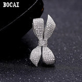 S925 Zircon Bow Brooch Micro-Mosaic Boutonniere