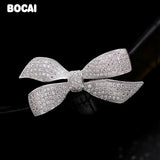 S925 Zircon Bow Brooch Micro-Mosaic Boutonniere