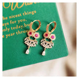 S925 CZ Green/Red Stone Owl Clip Earrings