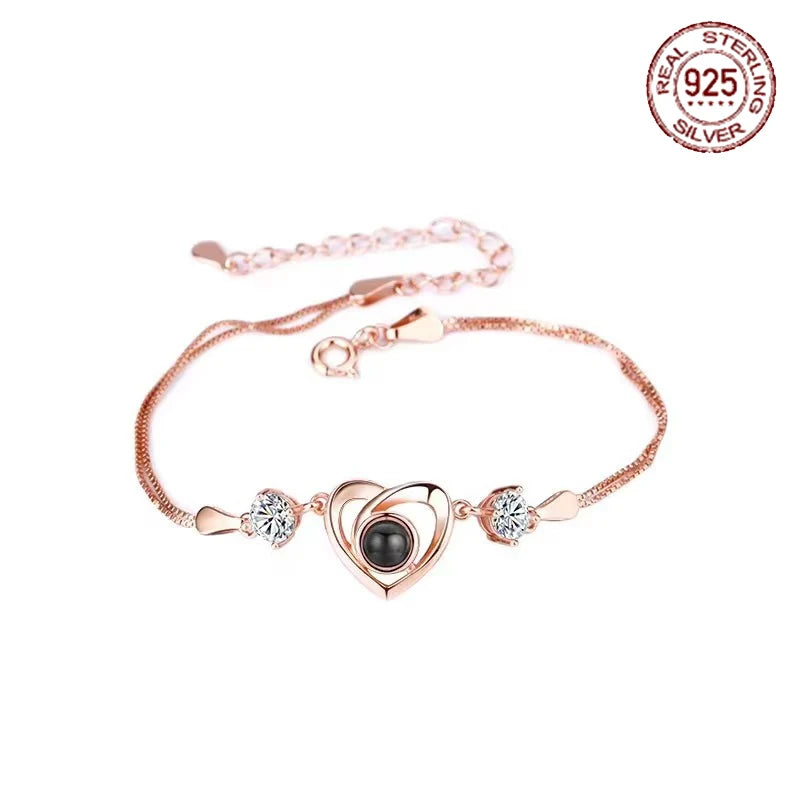 S925 Projection BraceletLove Heart Jewelry for Women