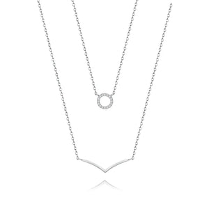 S925 Double Layer Female Collarbone Necklace Elegant Charm 18K Ladies Necklace
