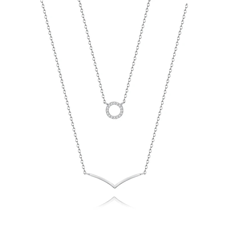 S925 Double Layer Female Collarbone Necklace Elegant Charm 18K Ladies Necklace