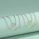 S925 Double Layer Female Collarbone Necklace Elegant Charm 18K Ladies Necklace