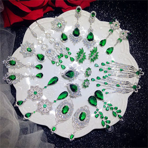 Vintage Green CZ Drop Earrings Hyperbole Fine Jewelry