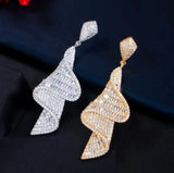 S925 Geometric Spiral Earrings Micro-set Zircon Long Earrings