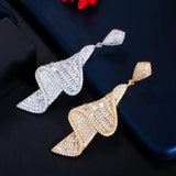 S925 Geometric Spiral Earrings Micro-set Zircon Long Earrings