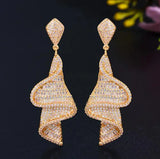 S925 Geometric Spiral Earrings Micro-set Zircon Long Earrings