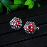 S925 Red Flower Ladies Ear Clip