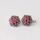 S925 Red Flower Ladies Ear Clip