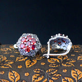S925 Red Flower Ladies Ear Clip