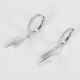 S925 Lightning Bolt Hoop Earrings with Zircon Stone
