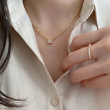 Cz Stone Cube Pendant 925 Silver Chain Necklace