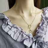 S925 Geometric Pendant Clasp Chain Necklace 925 Sterling Silver Jewelry