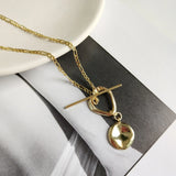 S925 Geometric Pendant Clasp Chain Necklace 925 Sterling Silver Jewelry