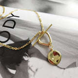 S925 Geometric Pendant Clasp Chain Necklace 925 Sterling Silver Jewelry