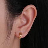 S925 Hollow Heart Chain Hoop Earrings Gothic Punk Circle Earring