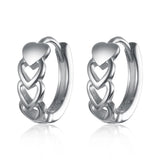 S925 Hollow Heart Chain Hoop Earrings Gothic Punk Circle Earring