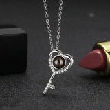 S925 Heart Key Pendant Personalized Photo Projection Necklace For Girlfriend