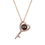 S925 Heart Key Pendant Personalized Photo Projection Necklace For Girlfriend