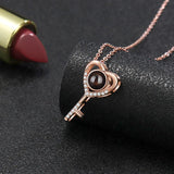 S925 Heart Key Pendant Personalized Photo Projection Necklace For Girlfriend