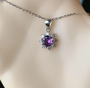 Purple Cubic Zircon Pendant Necklace For Women