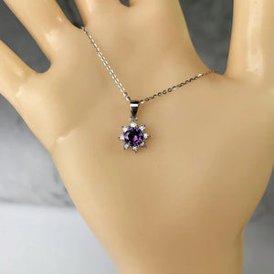 Purple Cubic Zircon Pendant Necklace For Women