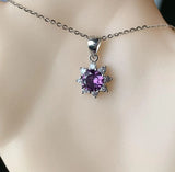Purple Cubic Zircon Pendant Necklace For Women