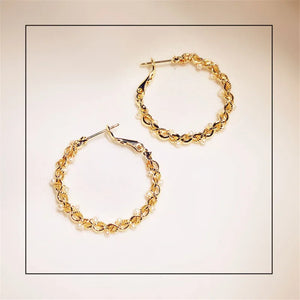 Vintage Winding Pearls Hoop Earrings Big Circle Earrings For Women