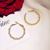 Vintage Winding Pearls Hoop Earrings Big Circle Earrings For Women