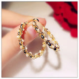 Vintage Winding Pearls Hoop Earrings Big Circle Earrings For Women